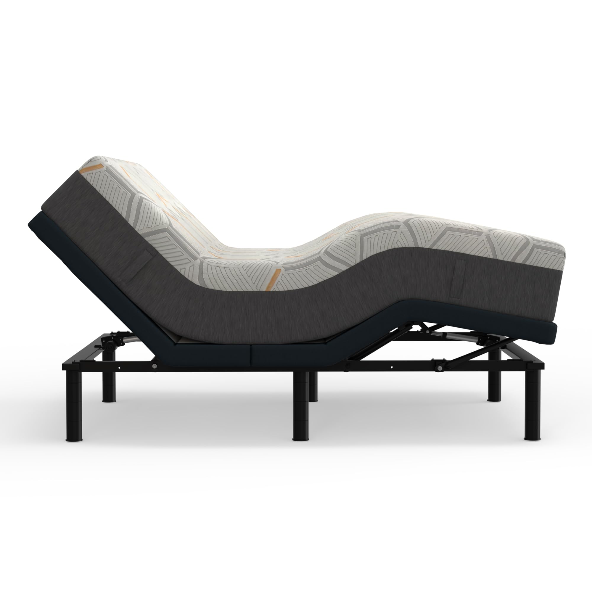 Blissful Nights E4 King Adjustable Bed Base Frame With 12'' Medium Firm Copper And Gel Infused Memory Foam Mattress