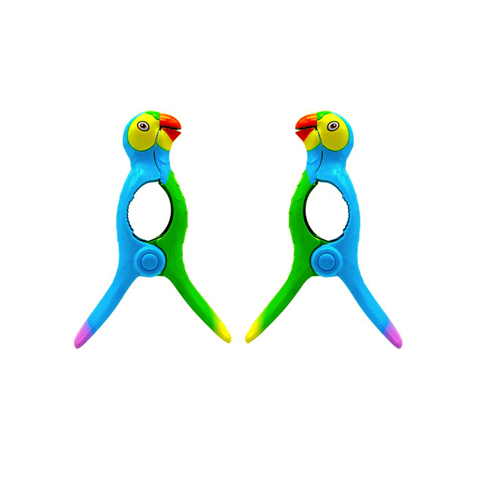 Performore 2 Pack Of Parrot Beach Towel Clips, Portable Towel Holder Clips, Secure Clips For Beach Chairs Deck Patio Pool Boat C