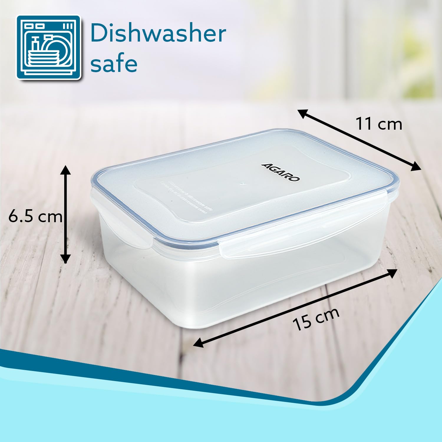 AGARO Airtight Container, Food Storage Container With Lid, Multipurpose Kitchen Container, Rectangular Plastic Body, BPA Free, L