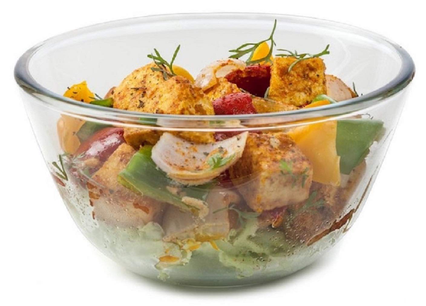 SignoraWare Borosilicate Glass Mixing Bowl and Serving Bowl | Micro Wave Oven Safe (2700ml | Set Of 1 Piece | Transparent Clear)