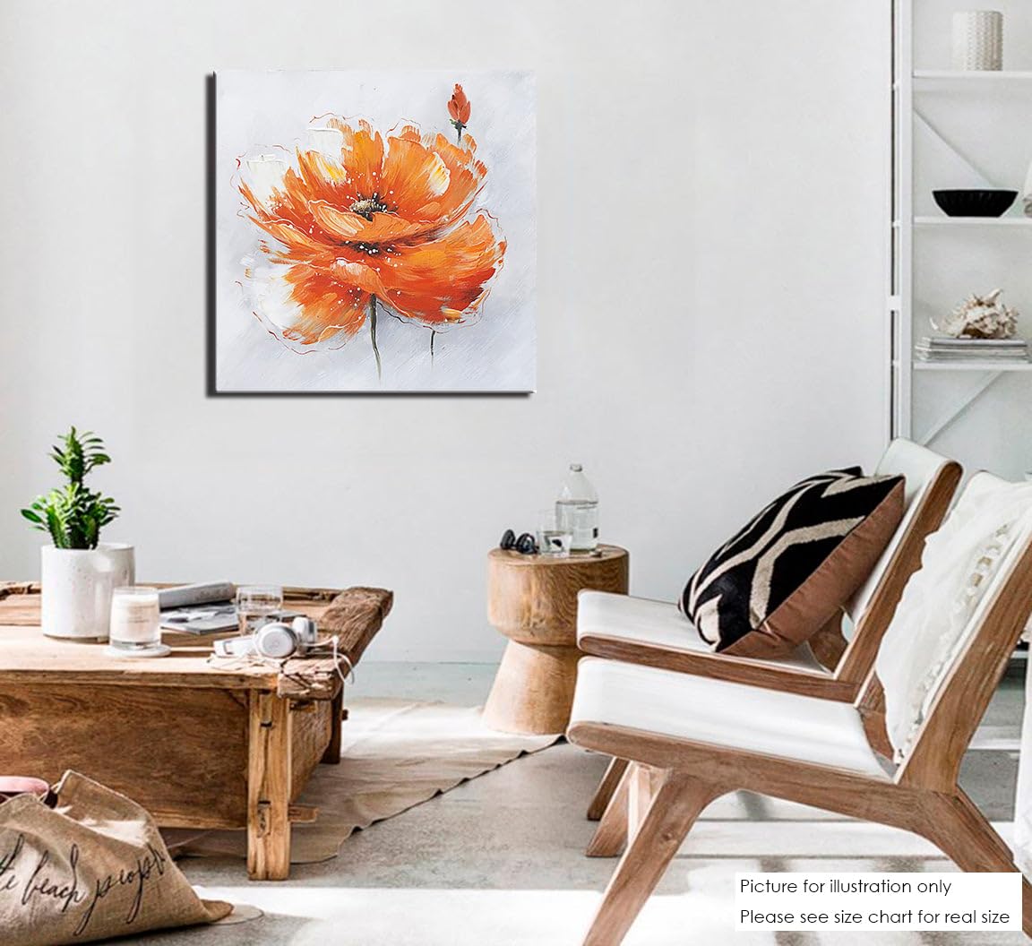 Niwo Art - Orange Poppies, Flower Canvas Wall Art Home Decor,Framed Ready To Hang