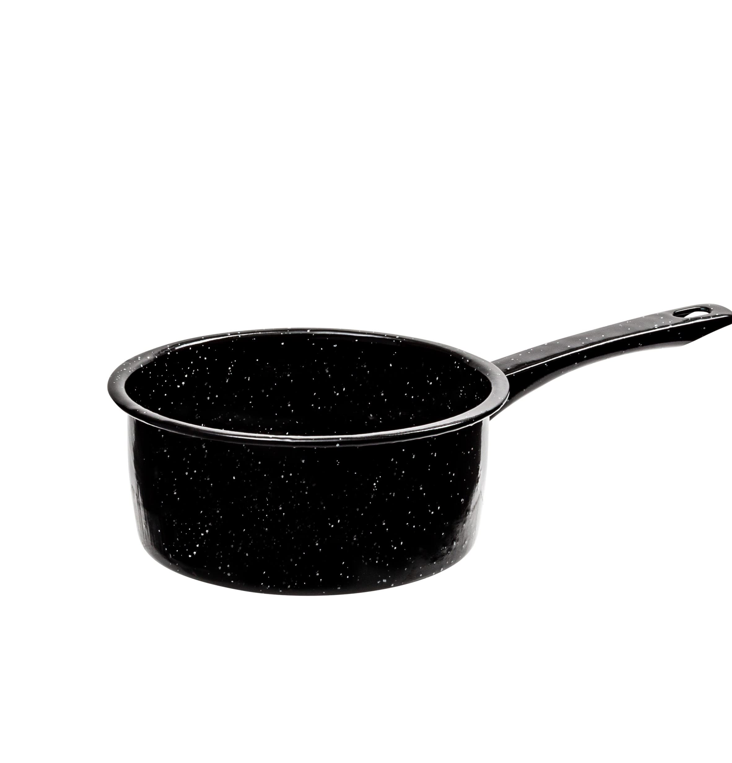 Millvado 2 Quart Granite Saucepan, Naturally Nonstick Sauce Pots, Speckled Enamel Ware Cookware, Small Sauce Pan For Cooking And