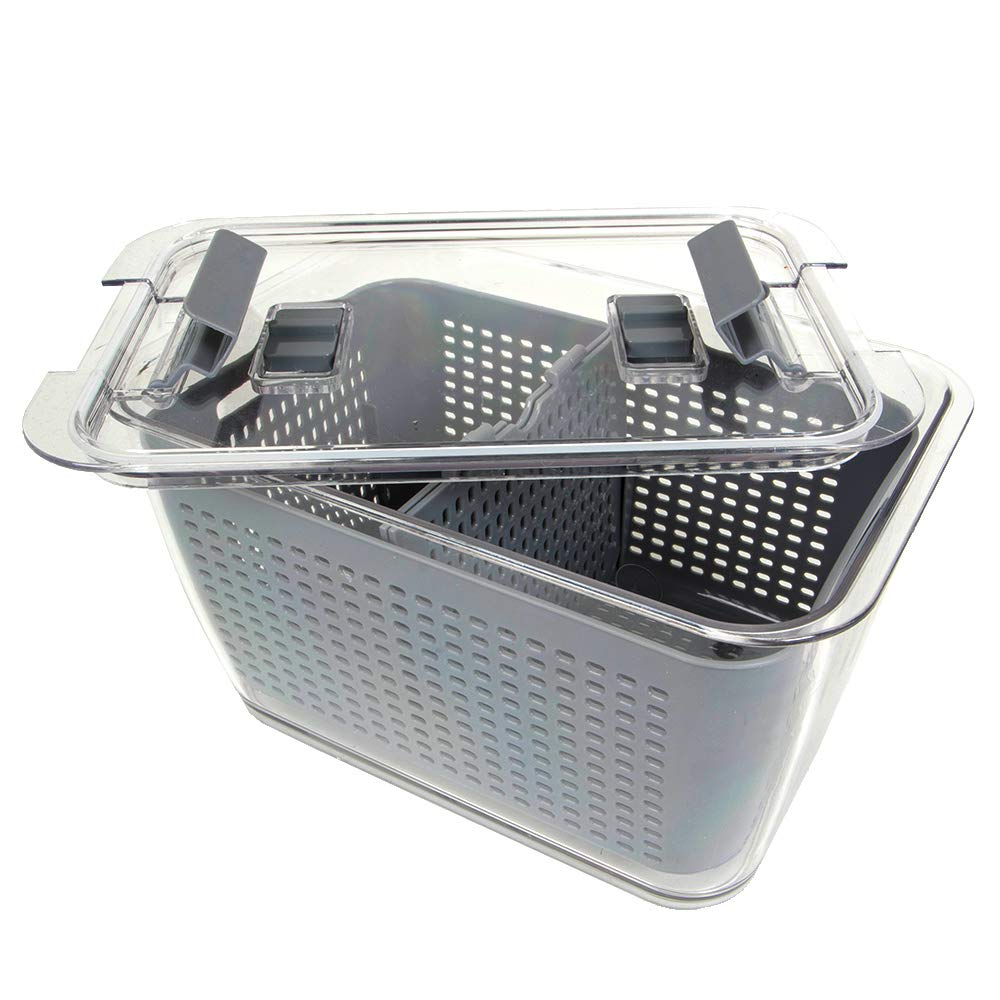 Kitchen Spaces Colander Stackable Food Storage Bin, Large, Gray