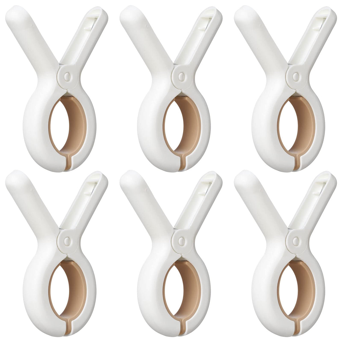 6 Pack Plastic Clothes Pins With Strong Anti-Rust Springs,Heavy Duty Beach Towel Clips,Laundry Clothespins To Keep Your Towel, C