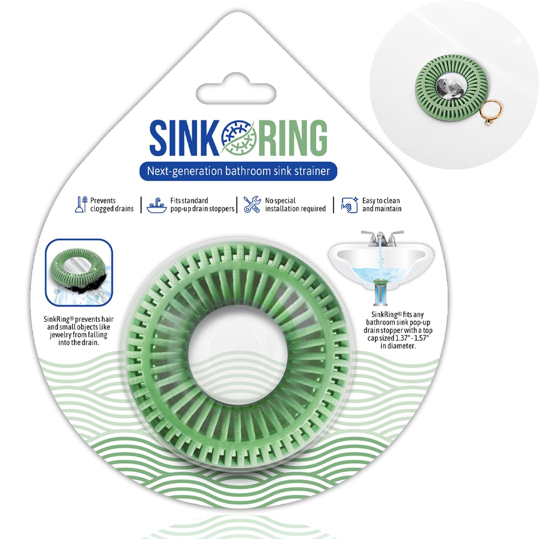 Sinkring The Ultimate Bathroom Sink Drain Protector Hair Catcher/Strainer/Snare (Sage Green)