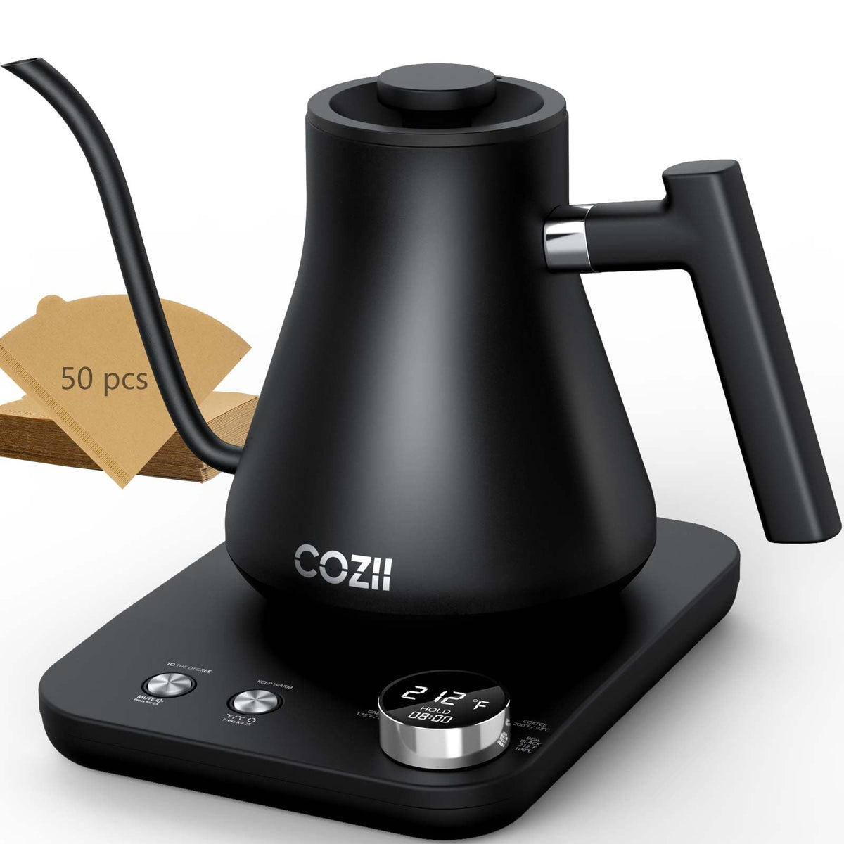 Cozii Gooseneck Electric Kettle, 5 Presets & 1? Temperature Control 1200W Quick Heating Water Boiler For Coffee/Tea, 24H Keep Wa