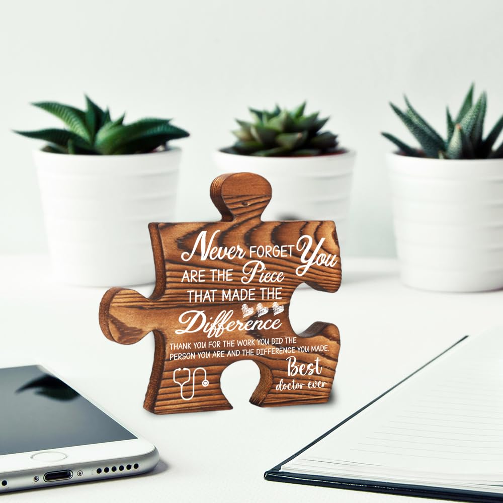 Thank You Gift for Doctor Physicians Ideal,Wooden Retro Puzzle Piece Desk Decor, Retirement, Doctor Appreciation Day, Farewell B