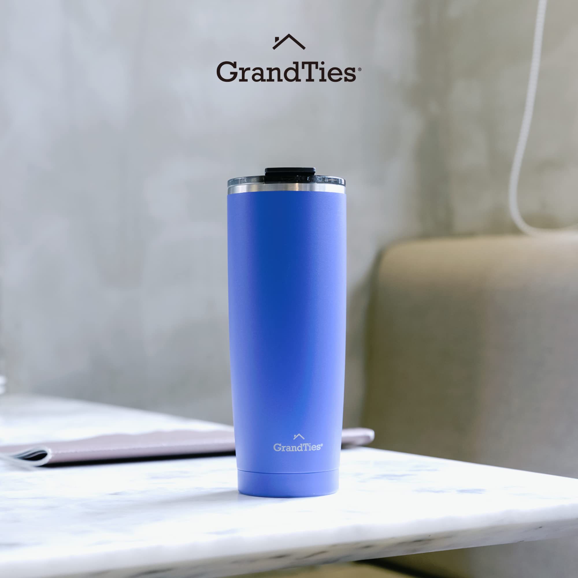Grandties Insulated Coffee Tumbler Cup W/Tritan Lid | Leak Proof, Reusable, Double Walled Vacuum Stainless Steel Water Bottle Tr