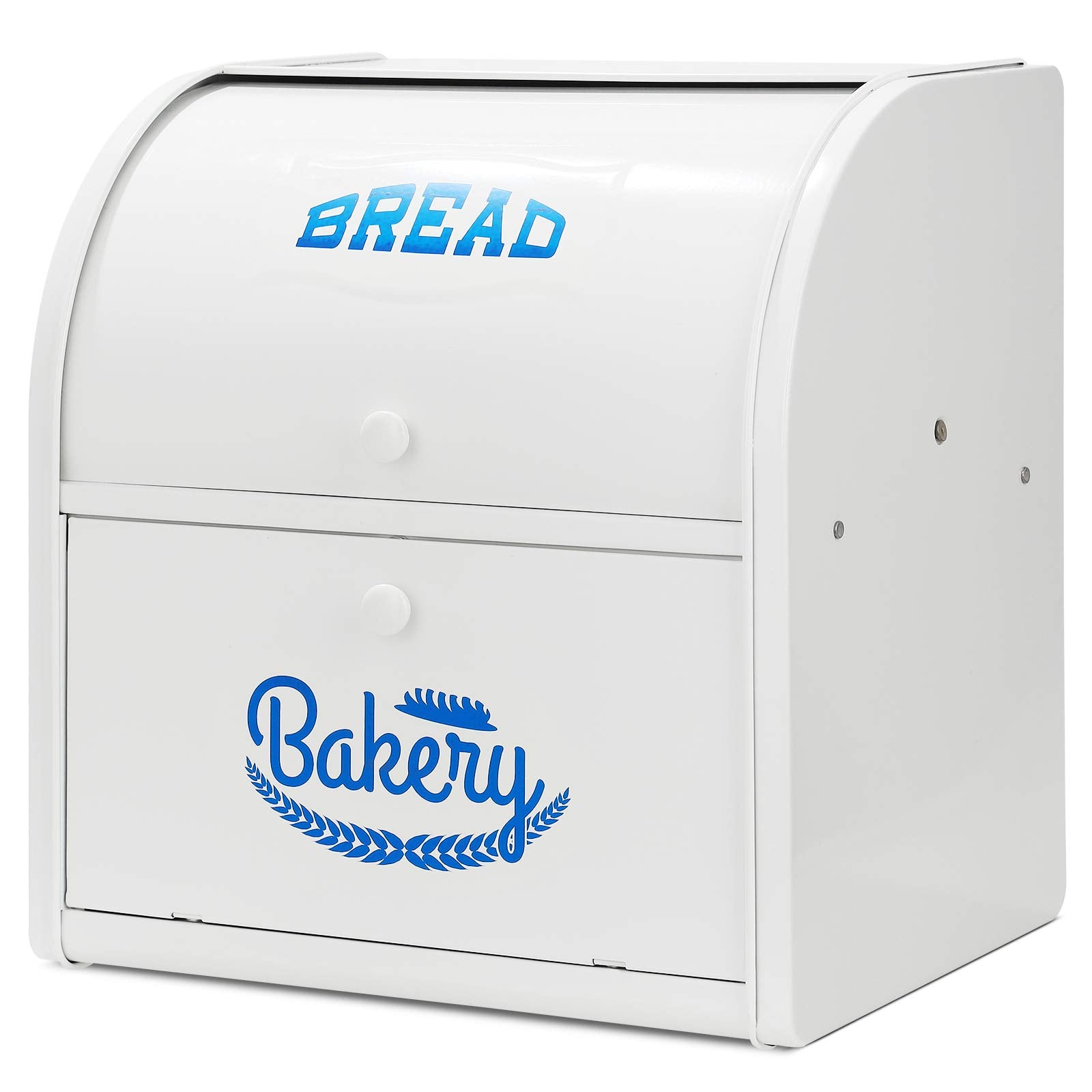 Olebes Bread Box, Metal Bread Box For Kitchen Countertop, Bread Storage Container Holds 2 Loaves Of Bread, High Capacity Breadbo