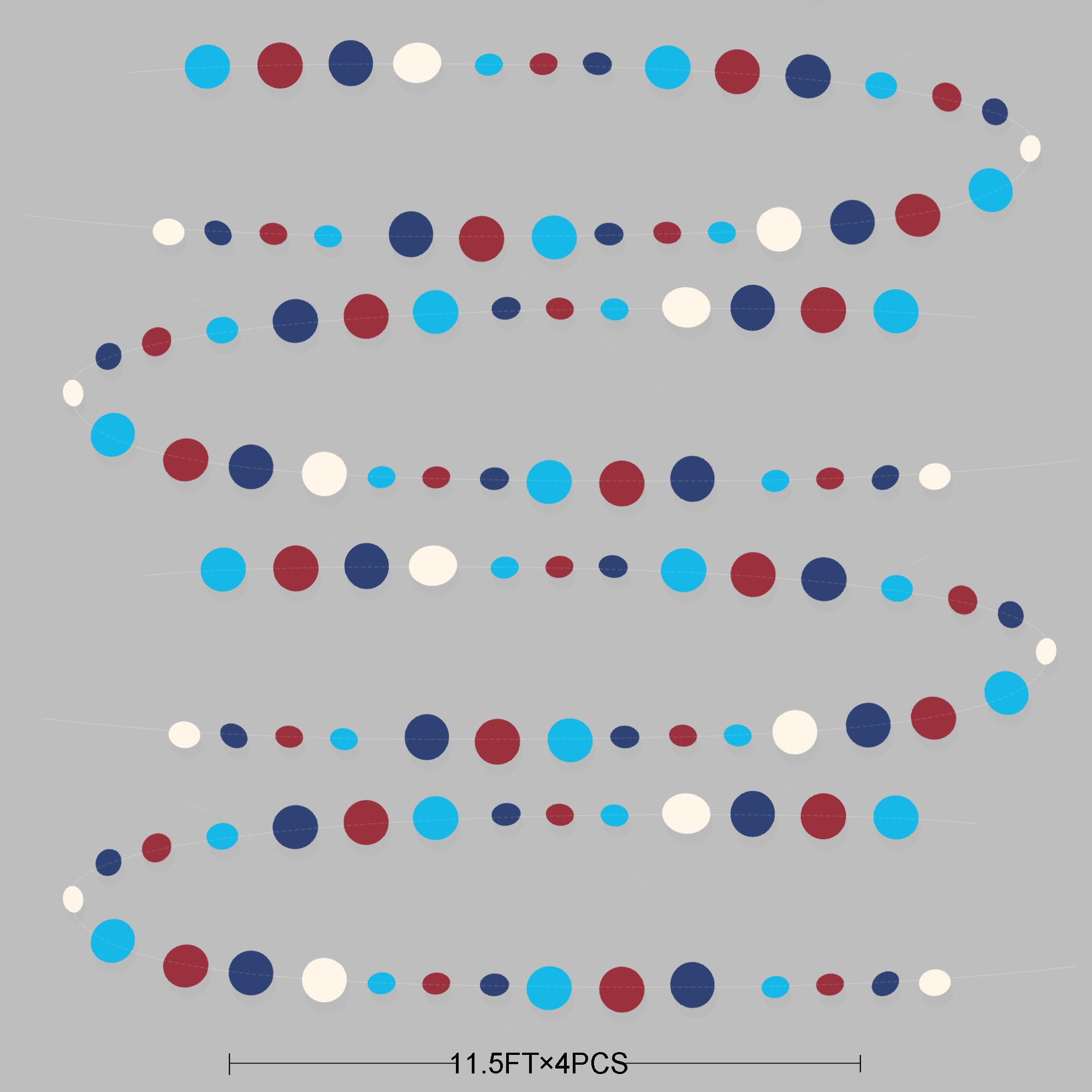 Nautical Party Decorations Circle Dot Garland Navy Blue Red White Hanging Paper Polka Dot Streamer For Nautical Pirate Ahoy Acho