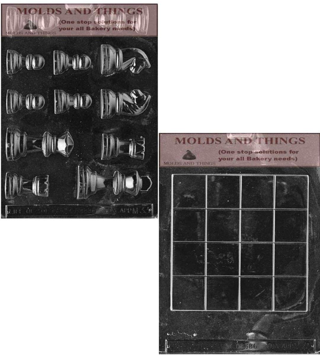 Chess And Checker Board Chocolate Candy Mold & Chess Pieces Chocolate Candy Mold With Copywrited Candy Making Instruction