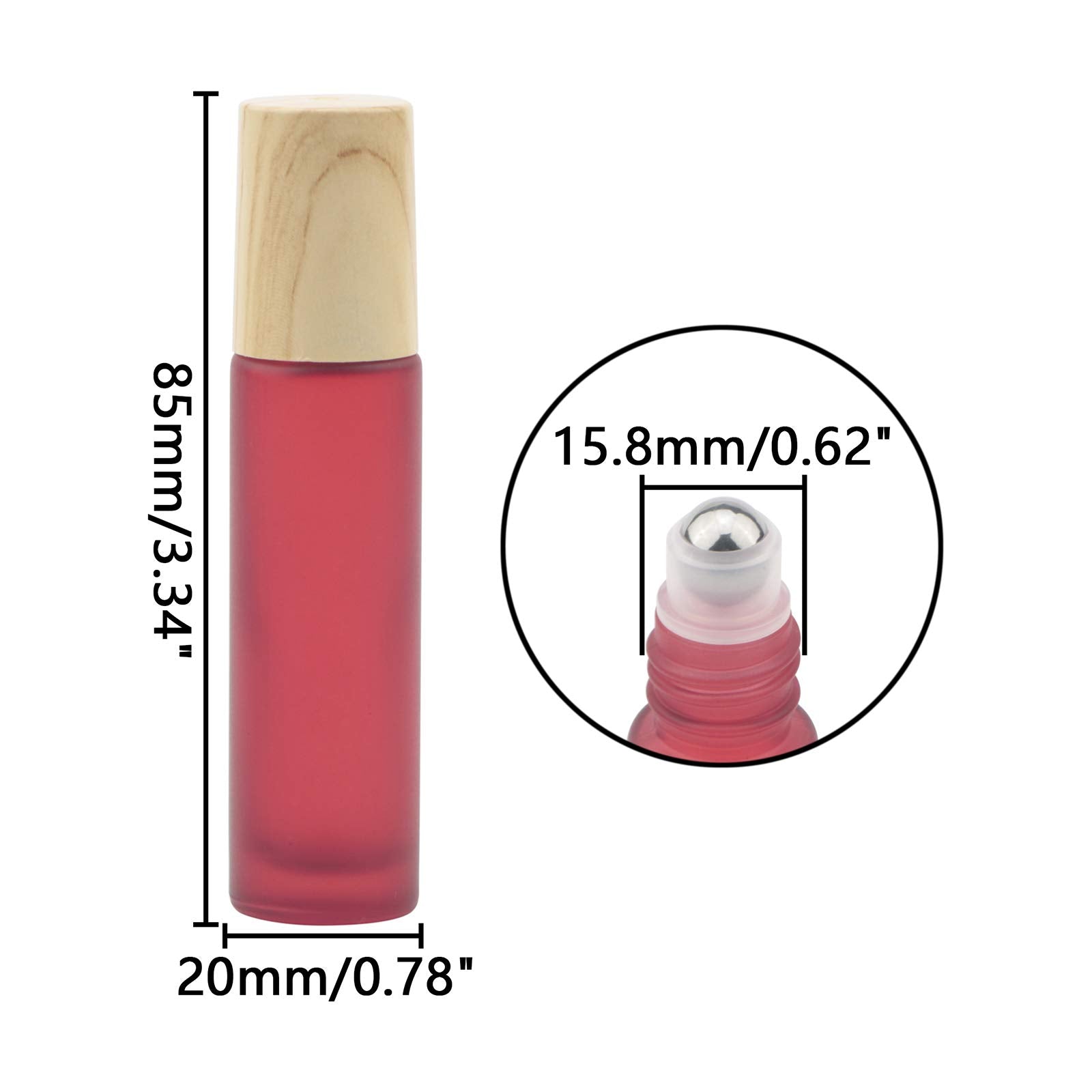 Kesell 10Pcs 10Ml Frosted Glass Roller Bottles Vials Containers With Metal Roller Ball And Wood Grain Plastic Cap For Essential