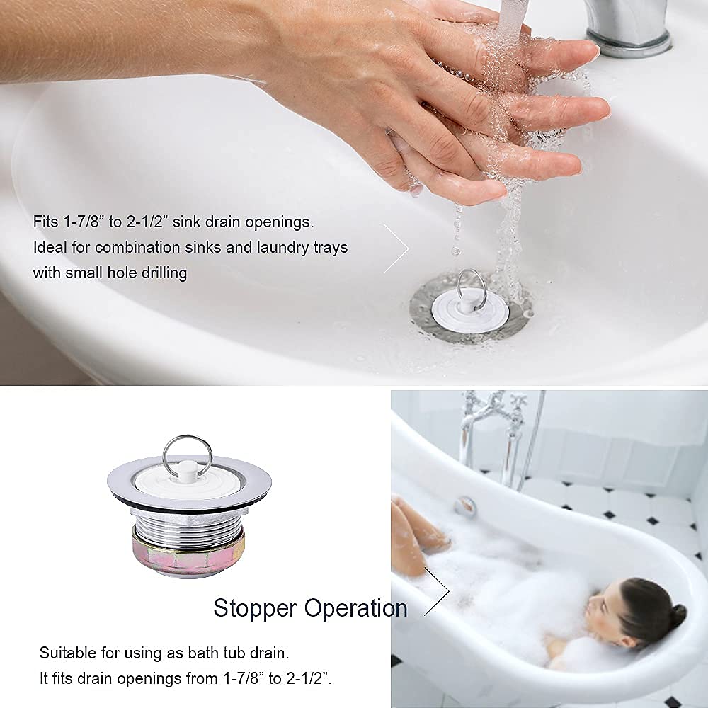 Varnahome Stainless Steel Bath Tub Drain Assembly W/Wash Tray Plug For Bathtub Or Rv Mobile Showers