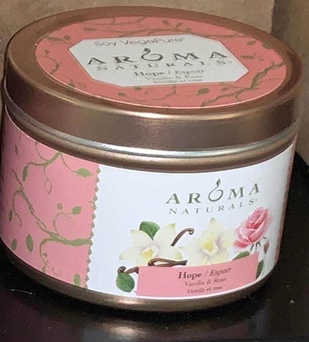 to Go Tin Hope Pale Pink - Small Tin Candle 2 1/2 x 1 3/4, 1 pc,(Aroma Naturals)