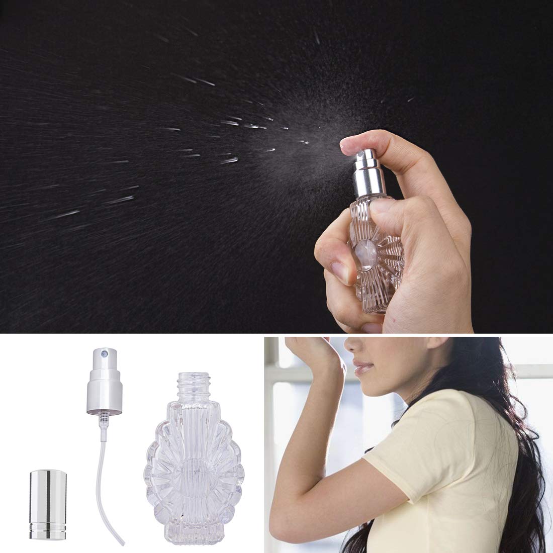 Yu Feng 12Pcs Empty Engraved Glass Perfume Atomizer Bottles With Funnels Pipettes Dispensers,Refillable Spray Perfume Bottles