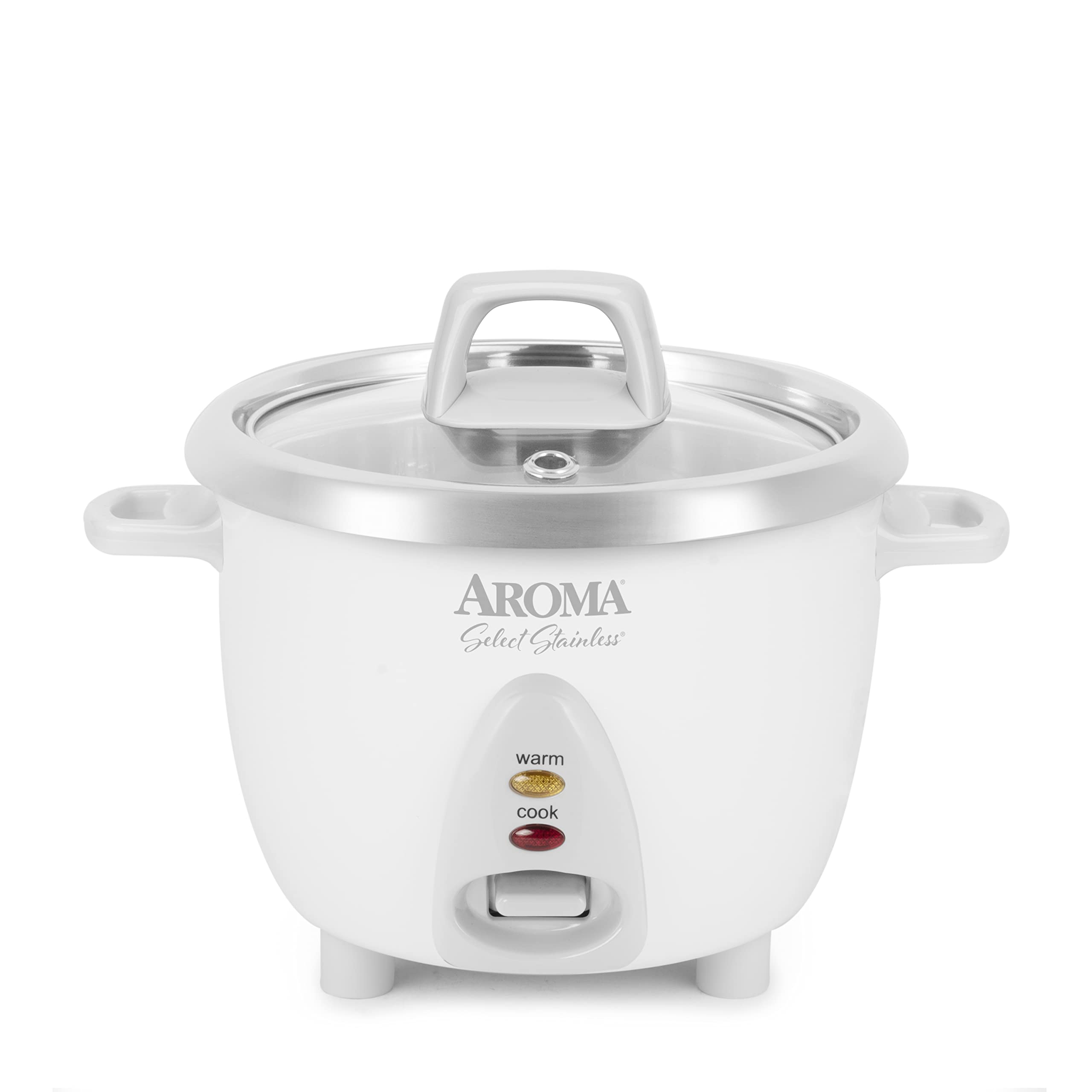 AROMA Select Stainless Rice Cooker, 3-Cup (Uncooked) / 6-Cup (Cooked), Stainless Steel Inner Pot, Small Rice Cooker, Auto Keep W