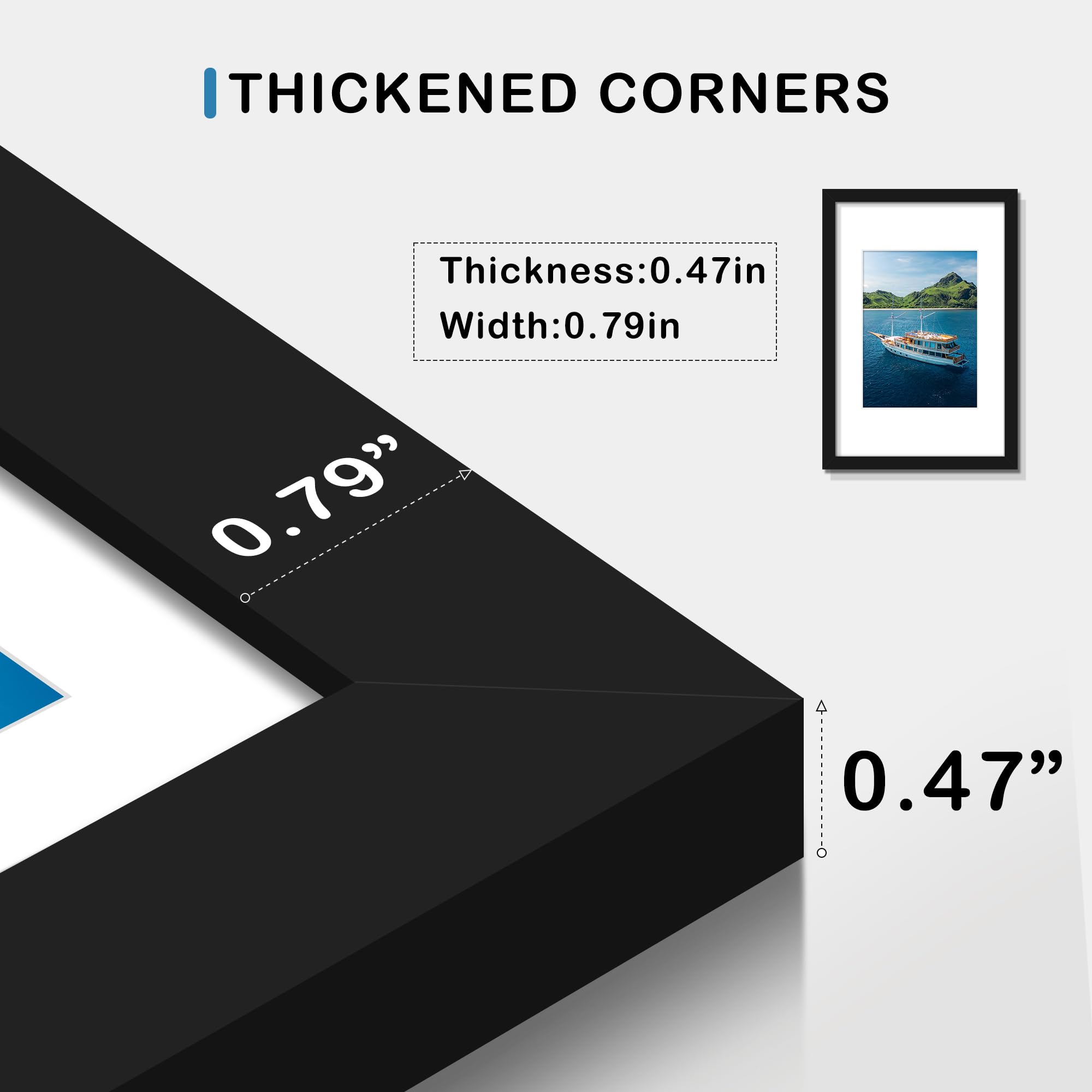 Wiscet 8x12 Picture Frame Set of 9, Display Pictures 6x8 with Mat or 8x12 Without Mat, Photo Frame for Wall Mounting or Tabletop