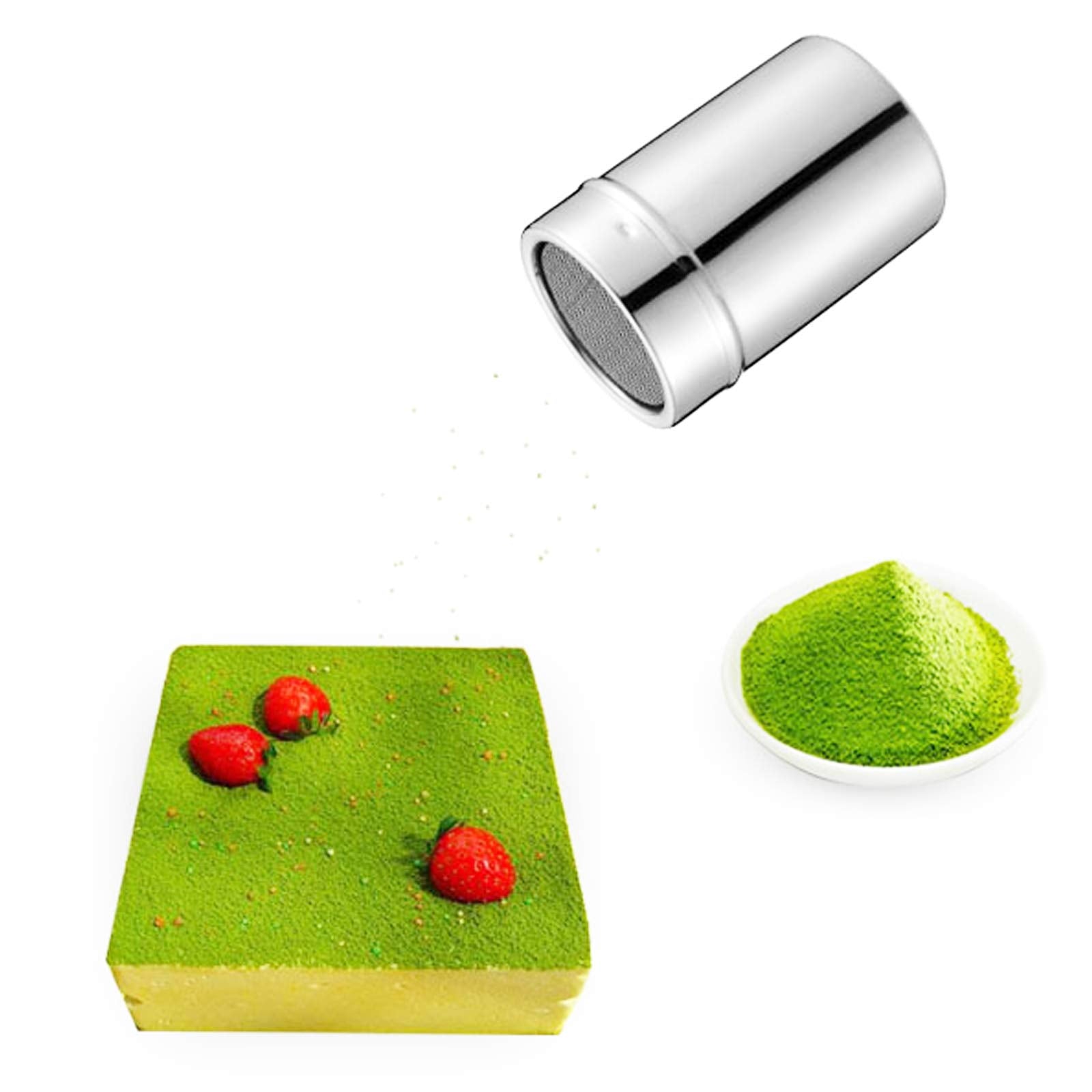 Powder Sugar Shaker With Lid For Kitchen Baking Cooking, Stainless Steel Fine Mesh Shaker Cinnamon Lcing Sugar Powder Cocoa Flou