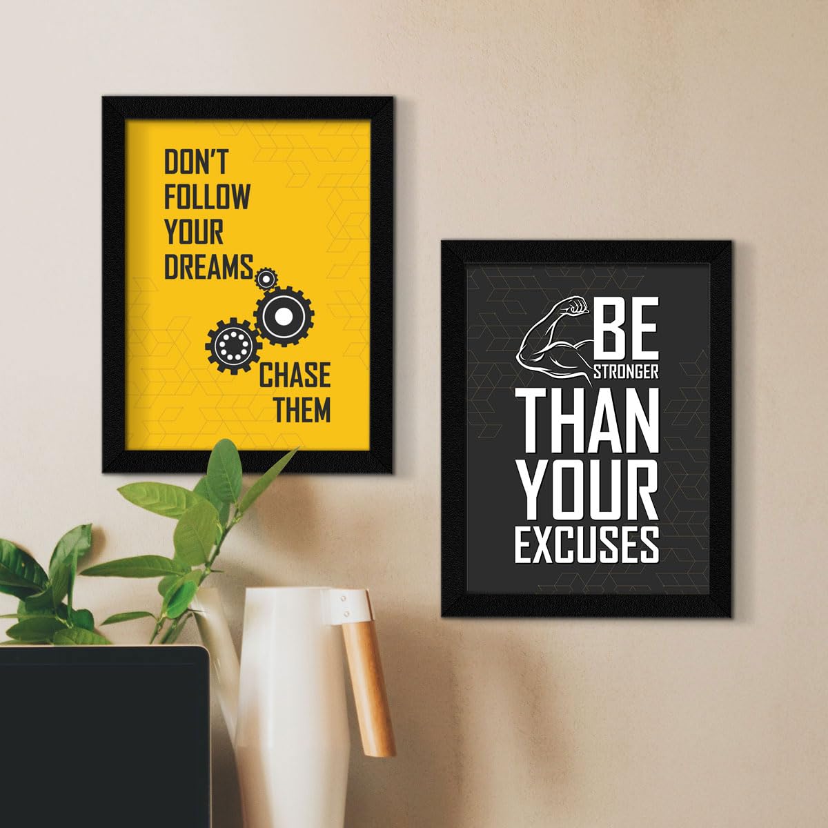 Artx Paper Gym Big Health Quotes Wall Frame Art Painting, Multicolor, Inspirational, 10X13 Inches Each, 20 X 26 Inches Combined,