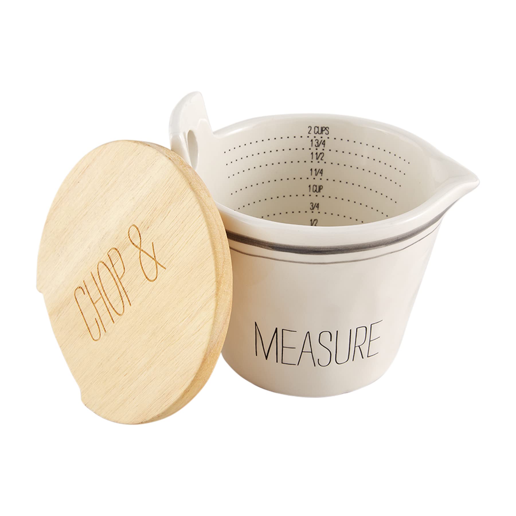 Mud Pie Bistro Measuring Cup And Mini Board Set, White, 4.75'' X 3.75''