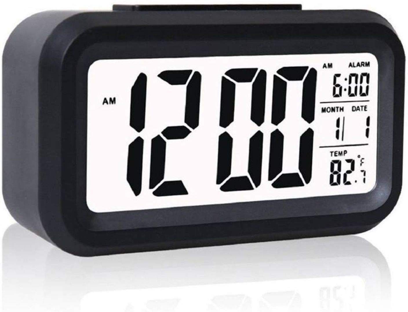 Manaki Enterprise Digital Alarm Clock Table Office Clock With Date Time Temperature Night Light Sensor (Multi Color) 13.8W X 5H 