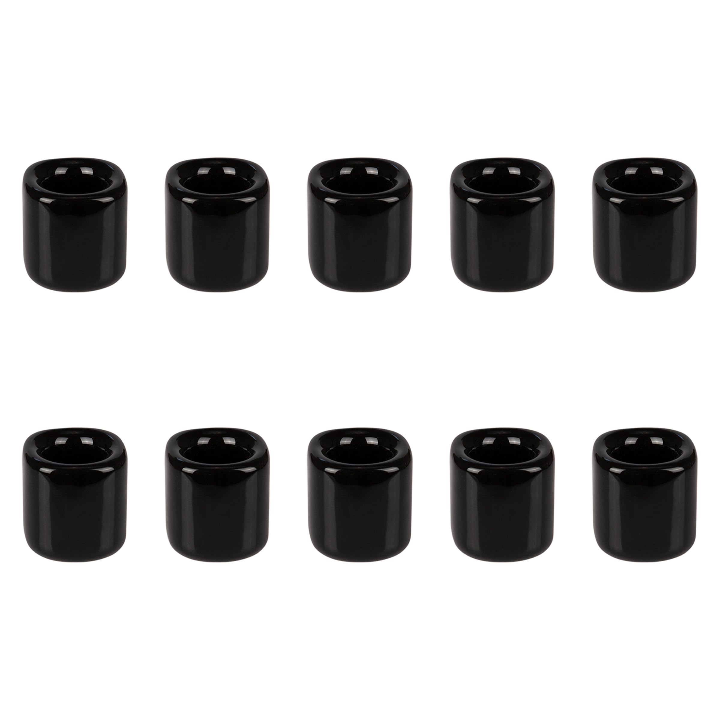 Mega Candles 10 pcs Black 1/2 Inch Diameter Ceramic Chime Ritual Spell Candle Holders, Great for Casting Chimes, Meditation, Rit