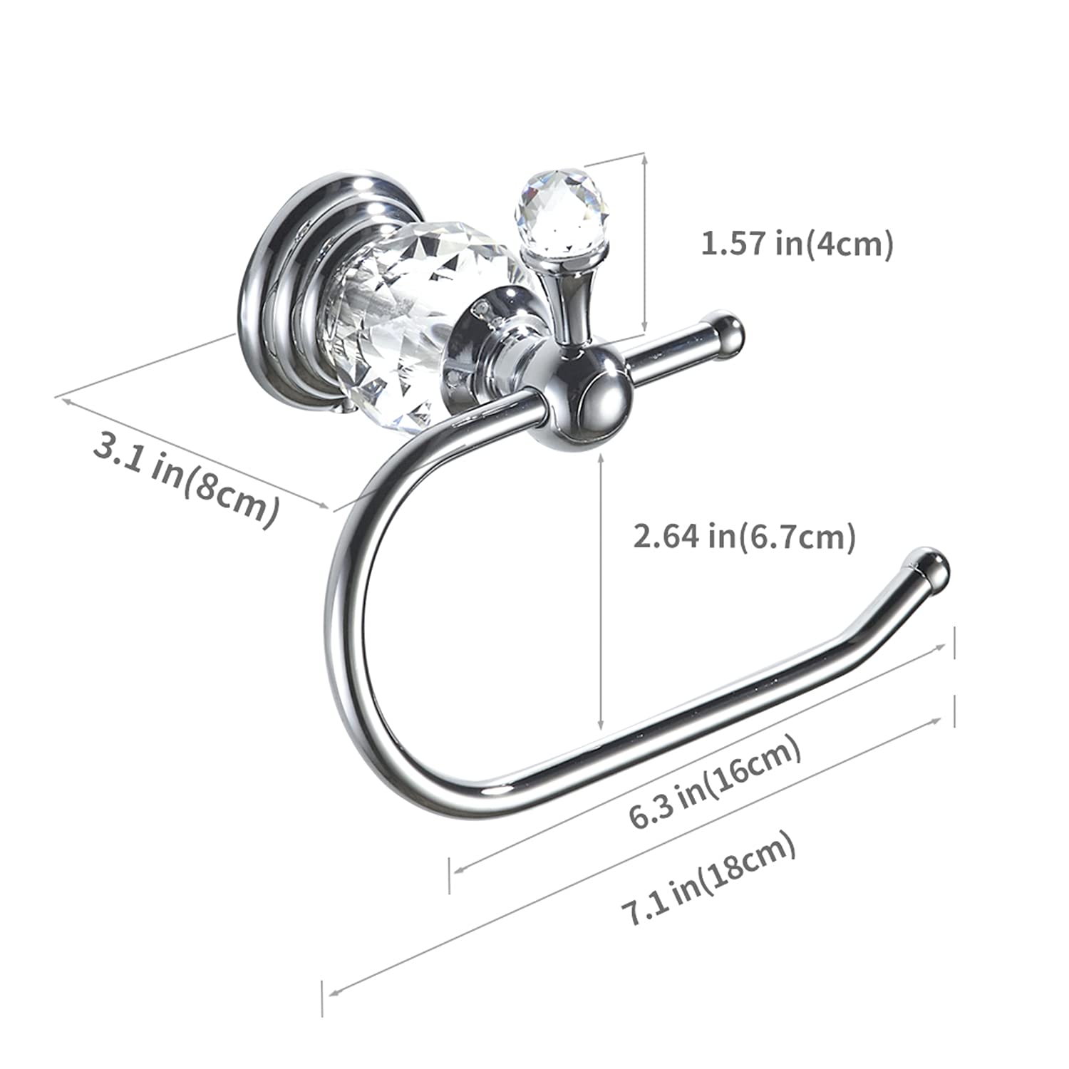 Wolibeer Crystal Toilet Paper Holder, Polished Chrome Tissue Paper Holder Silver Bathroom Toilet Roll Hanger Wall Mounted Brass