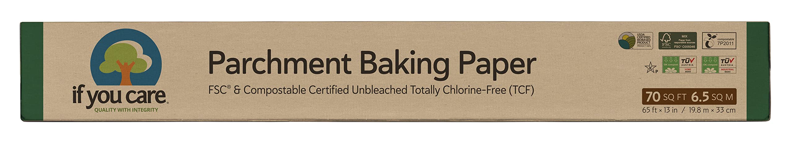 If You Care Parchment Baking Paper Sheets,Roll 70 Sq Ft Roll, Unbleached, Chlorine Free, Greaseproof, Silicone Coated, Standard