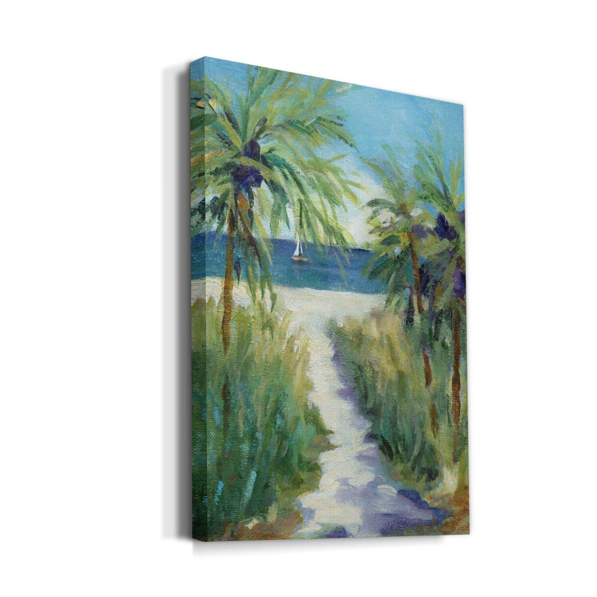Renditions Gallery Canvas Wall Art Paintings For Home Palm Tree Pathway To The Sandy Beach Abstract Hanging Prints For Living Ro