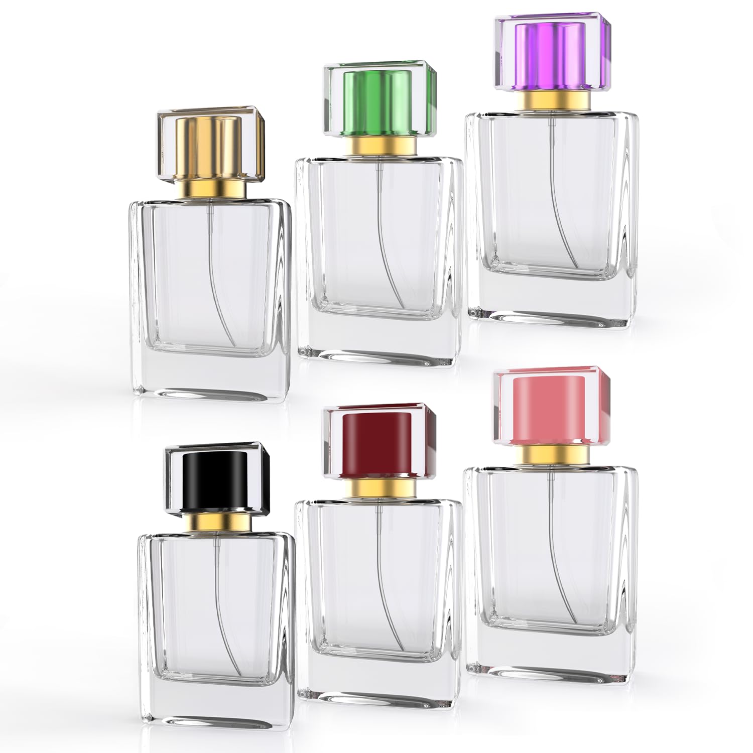 Kit Town 6 Pack Refillable Perfume Atomizer 50Ml 1.7Oz Large Perfume Bottle For Essential Oils, Perfumes,Empty Clear Glass Mist