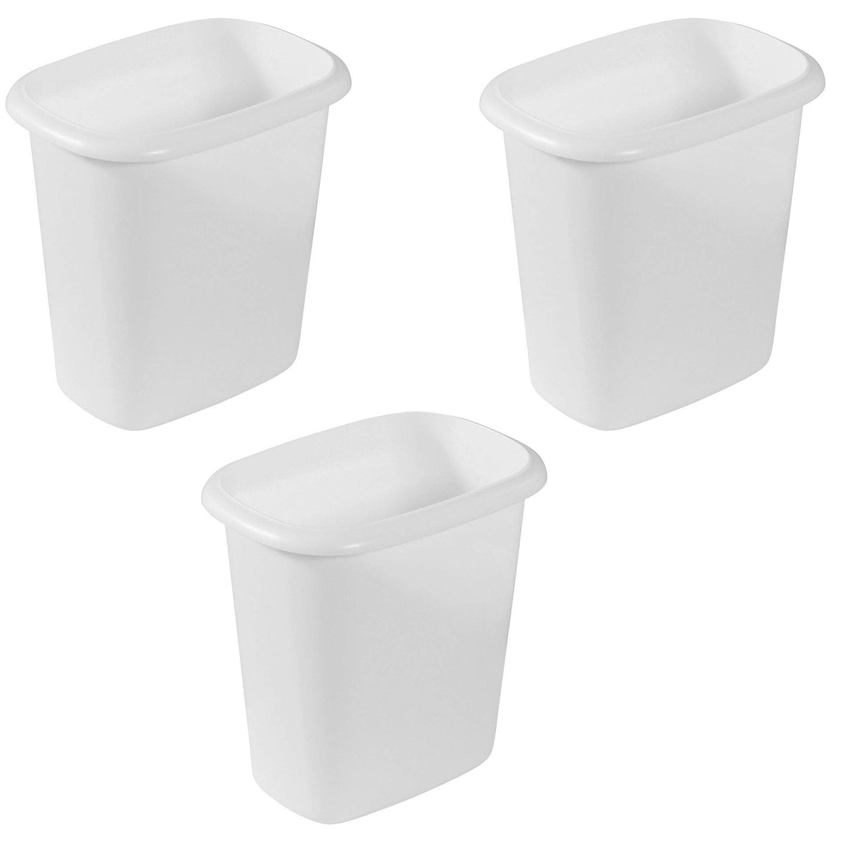 Rubbermaid Lightweight 6 Quart Open Top Wastebasket Trash Can Bin For Bedrooms, Bathrooms, And Office Waste Organization, White