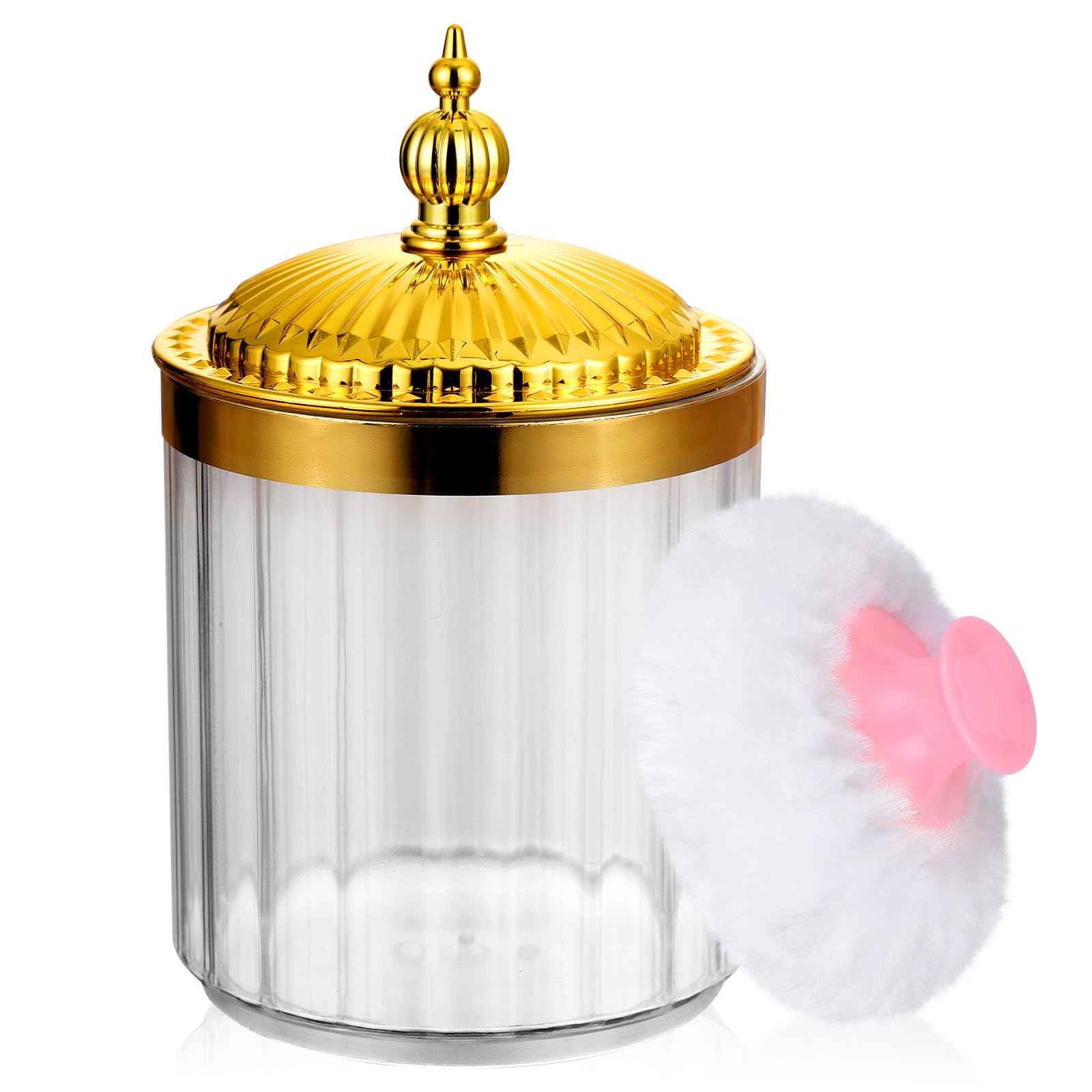 RAMFIYN Oval Dusting Powders Container with Reusable & Washable Velour Puff Clear Acrylic Body Powder Jar TravelFriendly Lidded