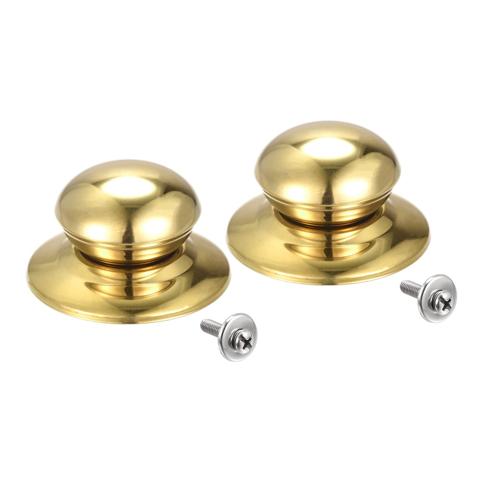 MECCANIXITY Universal Pot Lid Knob,Stainless Steel Replacement Knob 41 x 24mm,Gold Tone,for Pan Pot Cover Pack of 2
