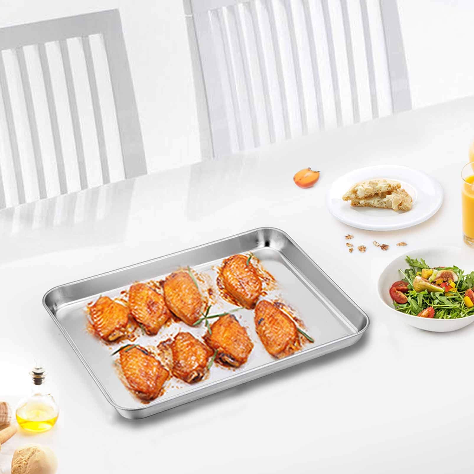 Teamfar Toaster Oven Pans, 9.3 ' ' X 7 ' ' X 1 ' ' Stainless Steel Compact Toaster Oven Tray Ovenware, Healthy & Heavy Duty, Rol