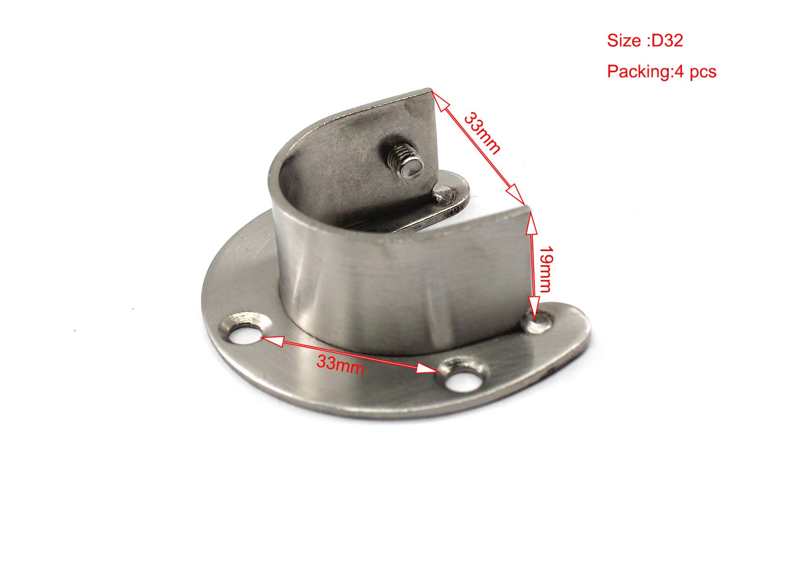 Annakideya Pack Of 4 Pcs Of 304 Stainless Steel Heavy Duty Wardrobe Rod Bracket Closet Shelf Support Flange Rod Holder Rod End S