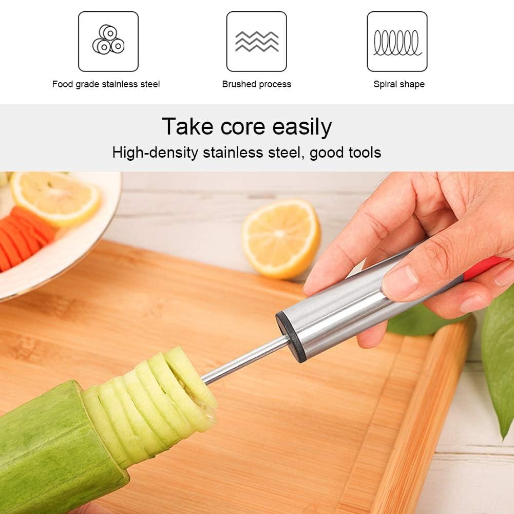 Vegetable Corer Drill, Stainless Steel Vegetable Drill Fruit Corer Veggie Spiralizer With 4 Sizes Vegetable Spinner For Zucchini