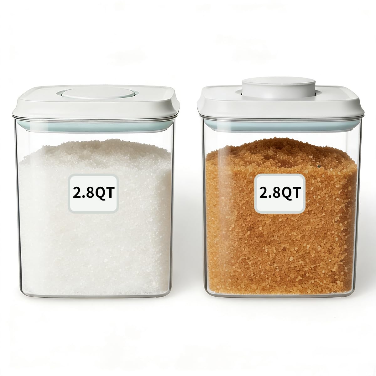 Food Storage Container Set 2.8 Qt   2 with Lids, Airtight Pantry Canisters, BPA-Free Plastic Flour Sugar Storage Containers, One