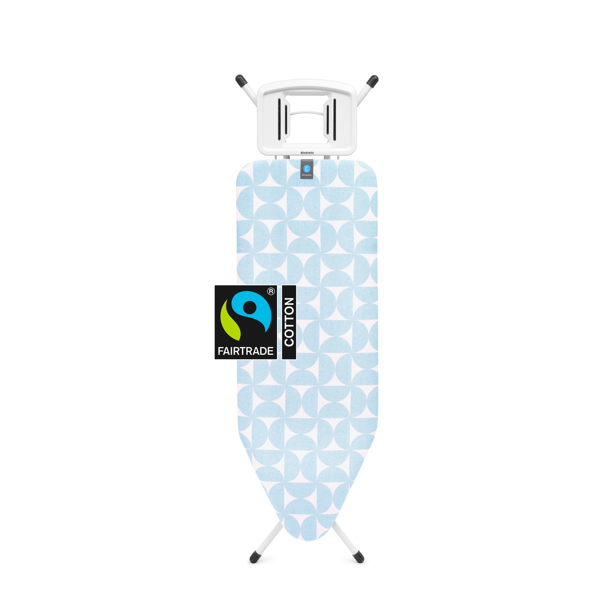 Brabantia XL Comfort Ironing Board with Solid Steam Iron Rest | Large (Size C) | Fairtrade Fresh Breeze Cover | Adjustable Heigh