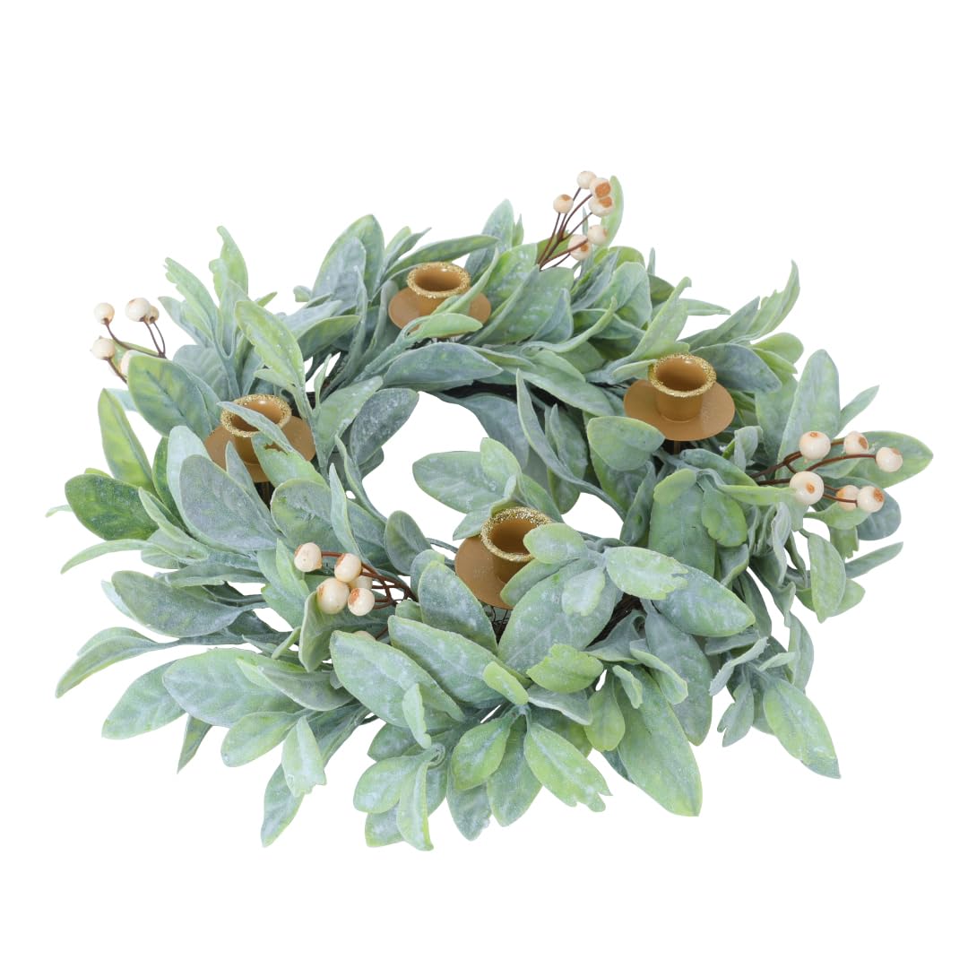 Seasons Candle Holder Wreath, Christmas Advent Centerpiece Decor,18 inch Candle Wreath Decorations for Table Indoor Home & Churc