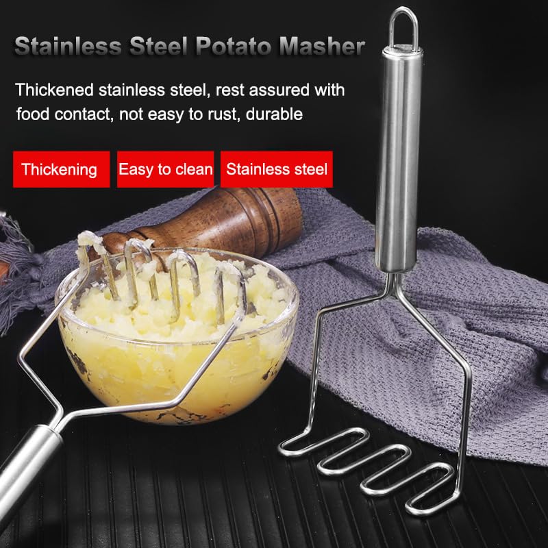 Akoak 1 Pack Stainless Steel Potato Masher, Creative Mash Press, Kitchen Tools - Easy To Make Mashed Potatoes