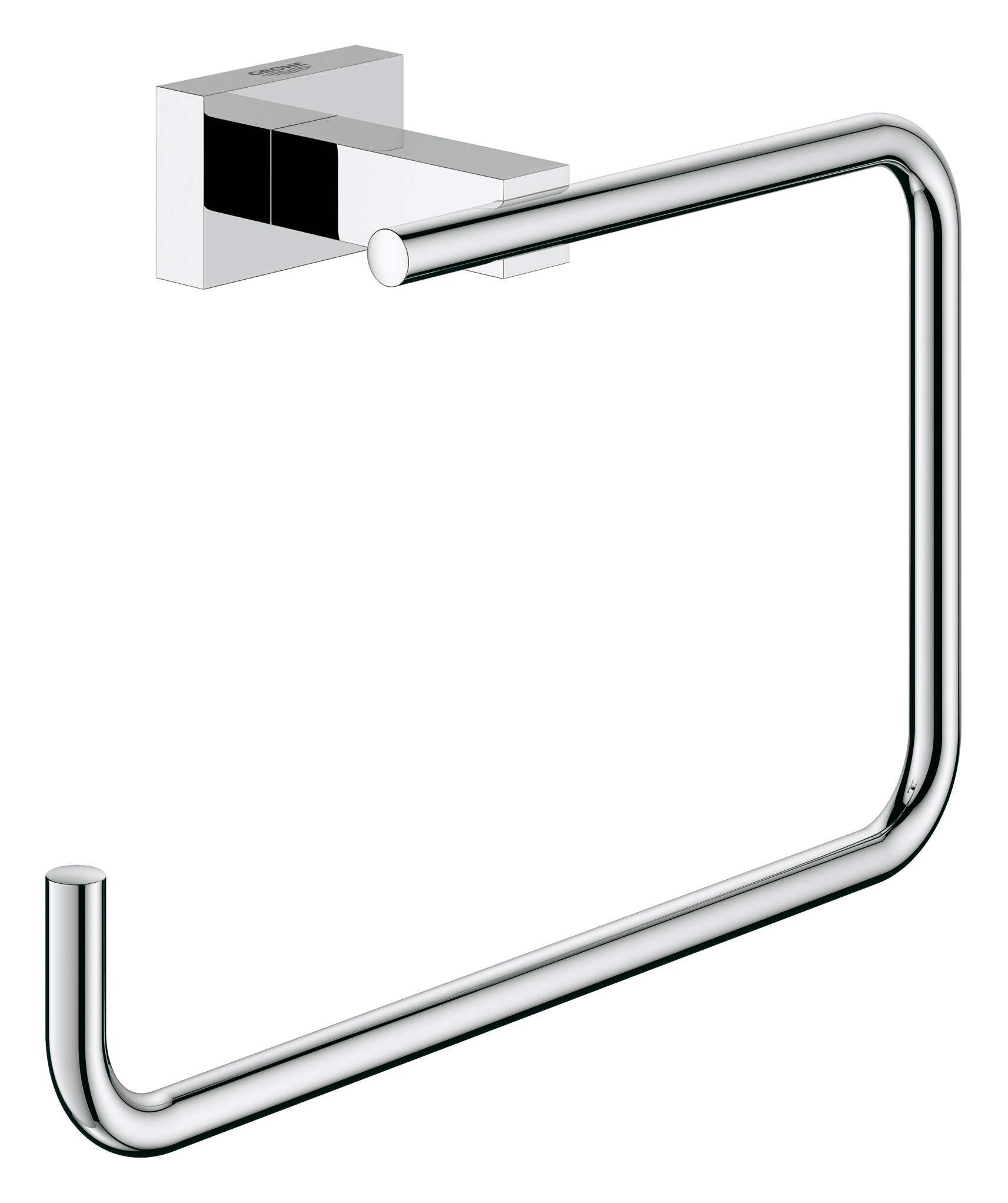 Grohe 40510001 Essentials Cube Metal 7.48-In. Towel-Ring, Starlight Chrome