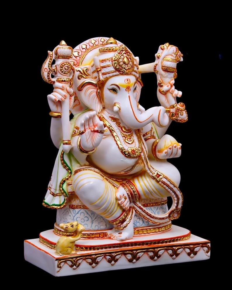 Ganesha Statue, 38 Cm Big Hand Painted Cultured Marble Ganesha Statue, Ganesh Statue, Ganpati Idol, Ganapathi Idol, House Warmin