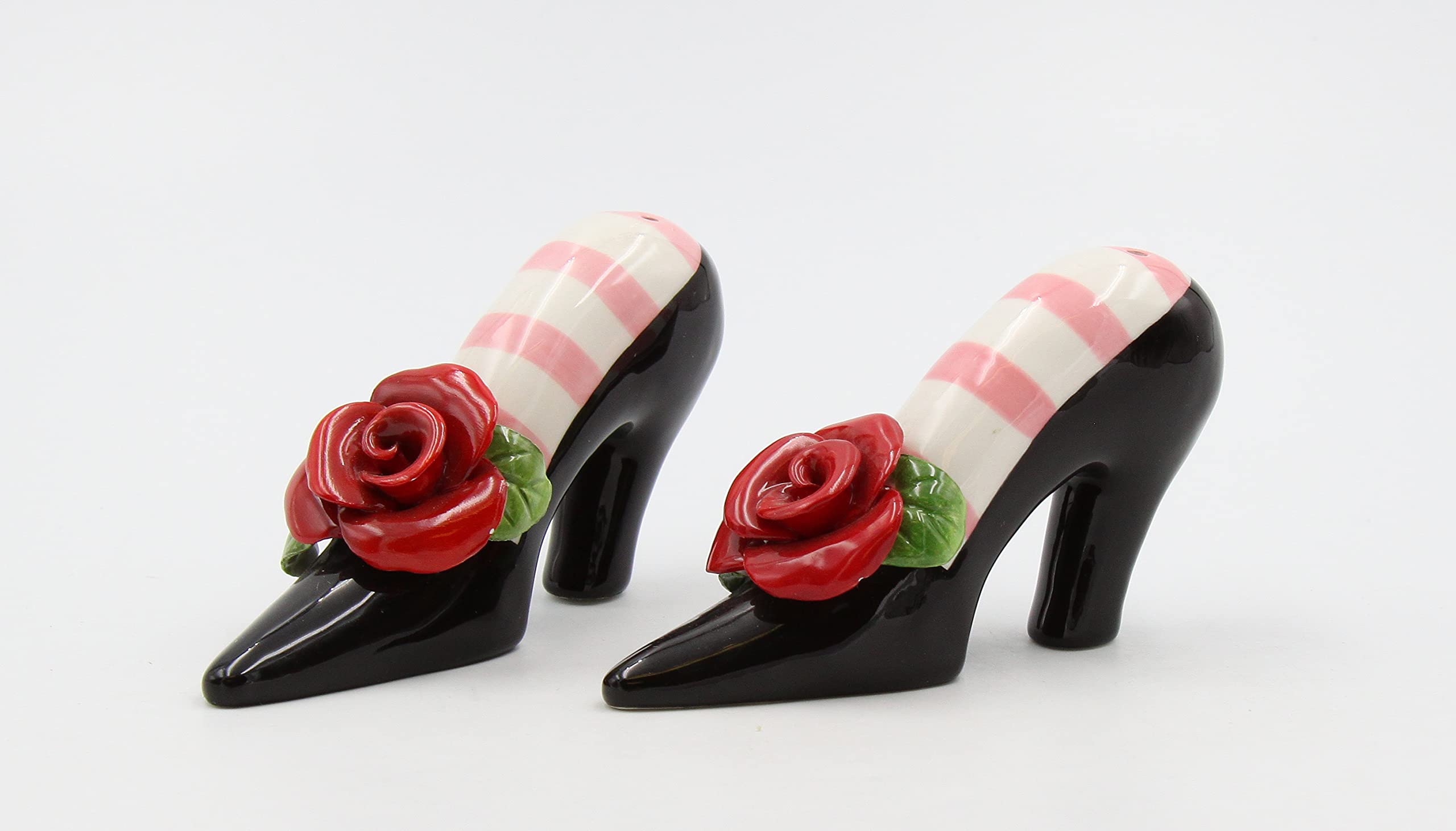 Appletree Design Black Heels With Red Rose Salt And Pepper Set, 2-3/8-Inch