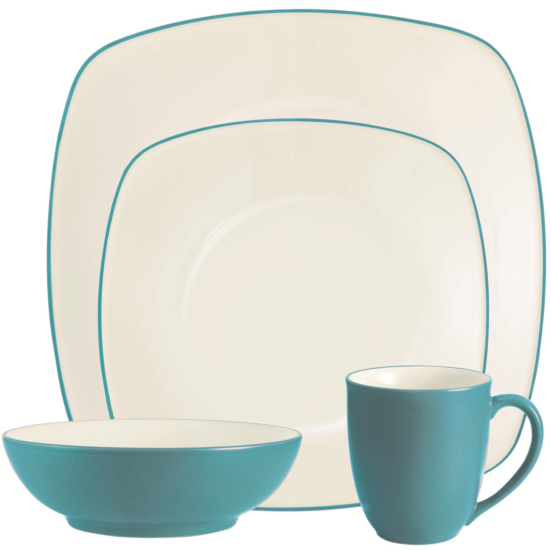 Noritake Colorwave Turquoise 4-Piece Place Setting, Square Shape