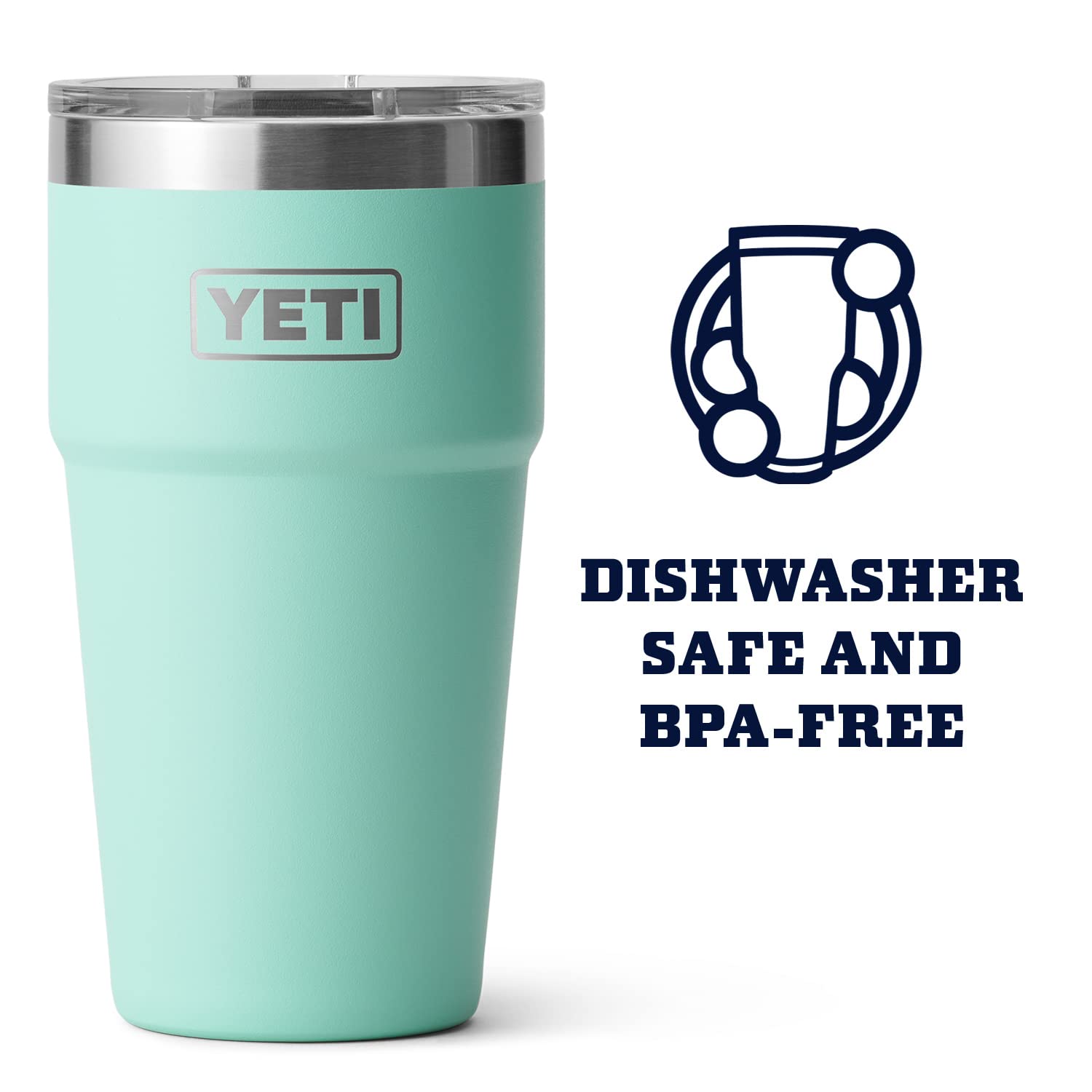 Yeti Rambler Stackable Pint, Vacuum Insulated, Stainless Steel With Magslider Lid, Seafoam
