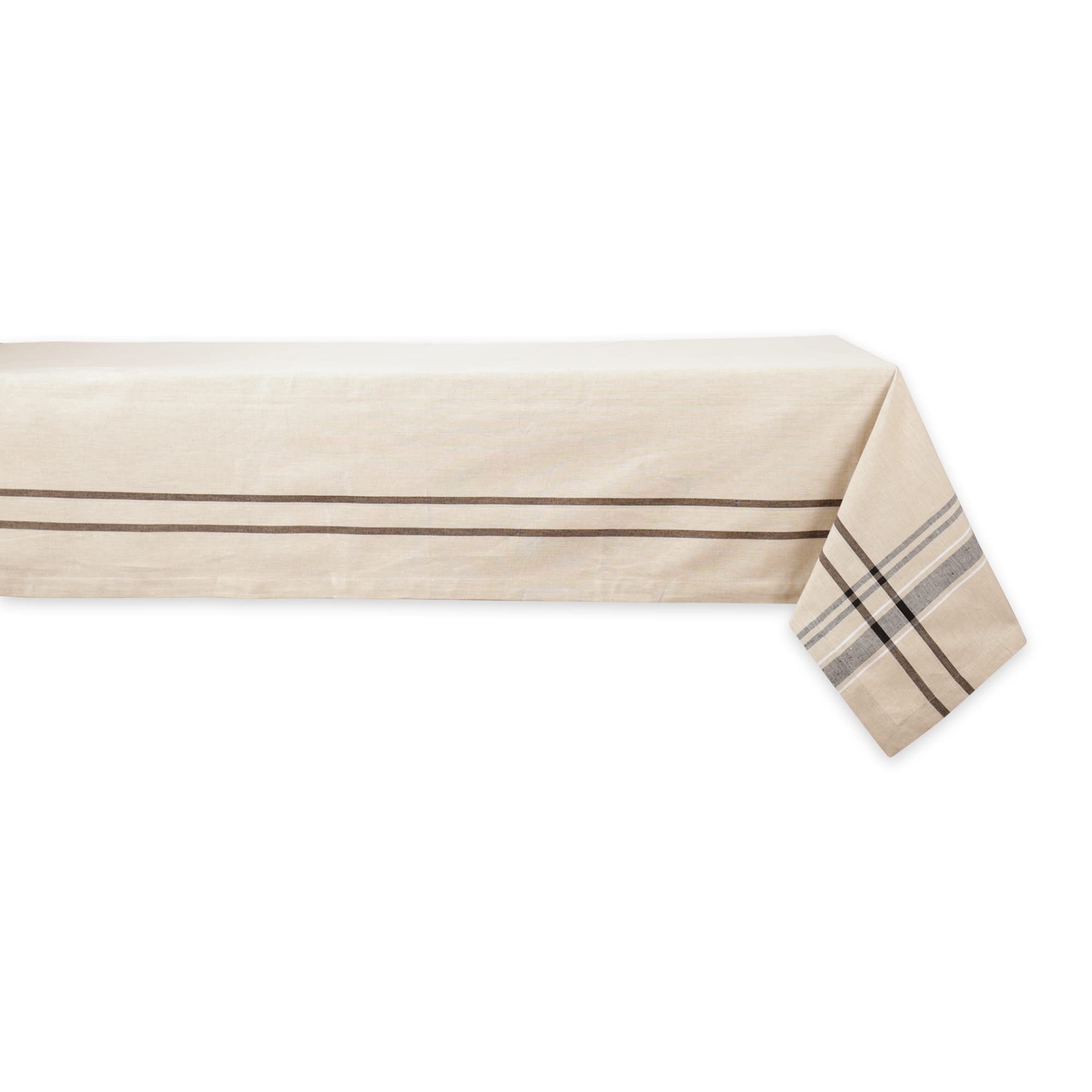 DII Black French Stripe Tablecloth