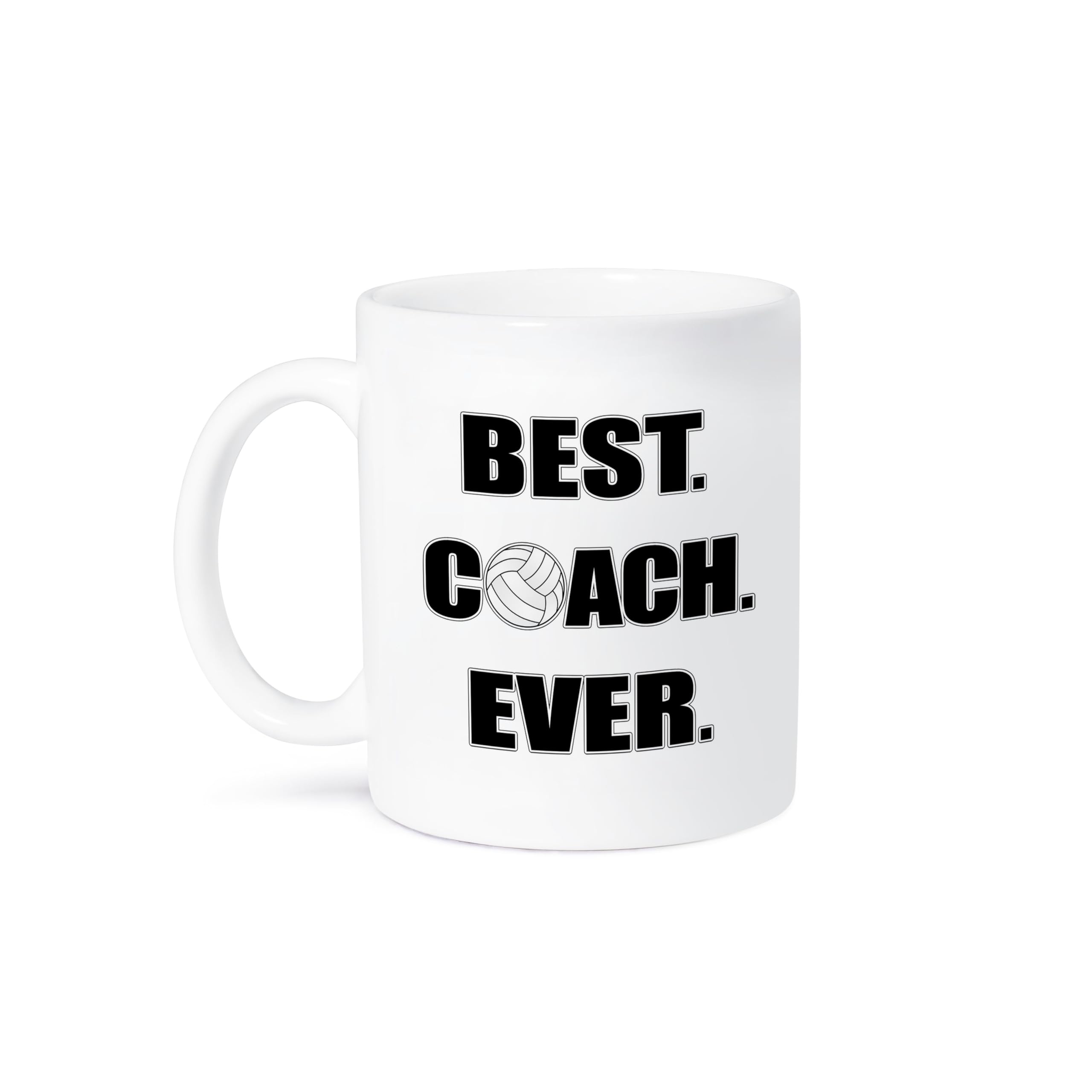 3dRose Volleyball-Best. Coach. Ever Ceramic Mug, 11 oz, White