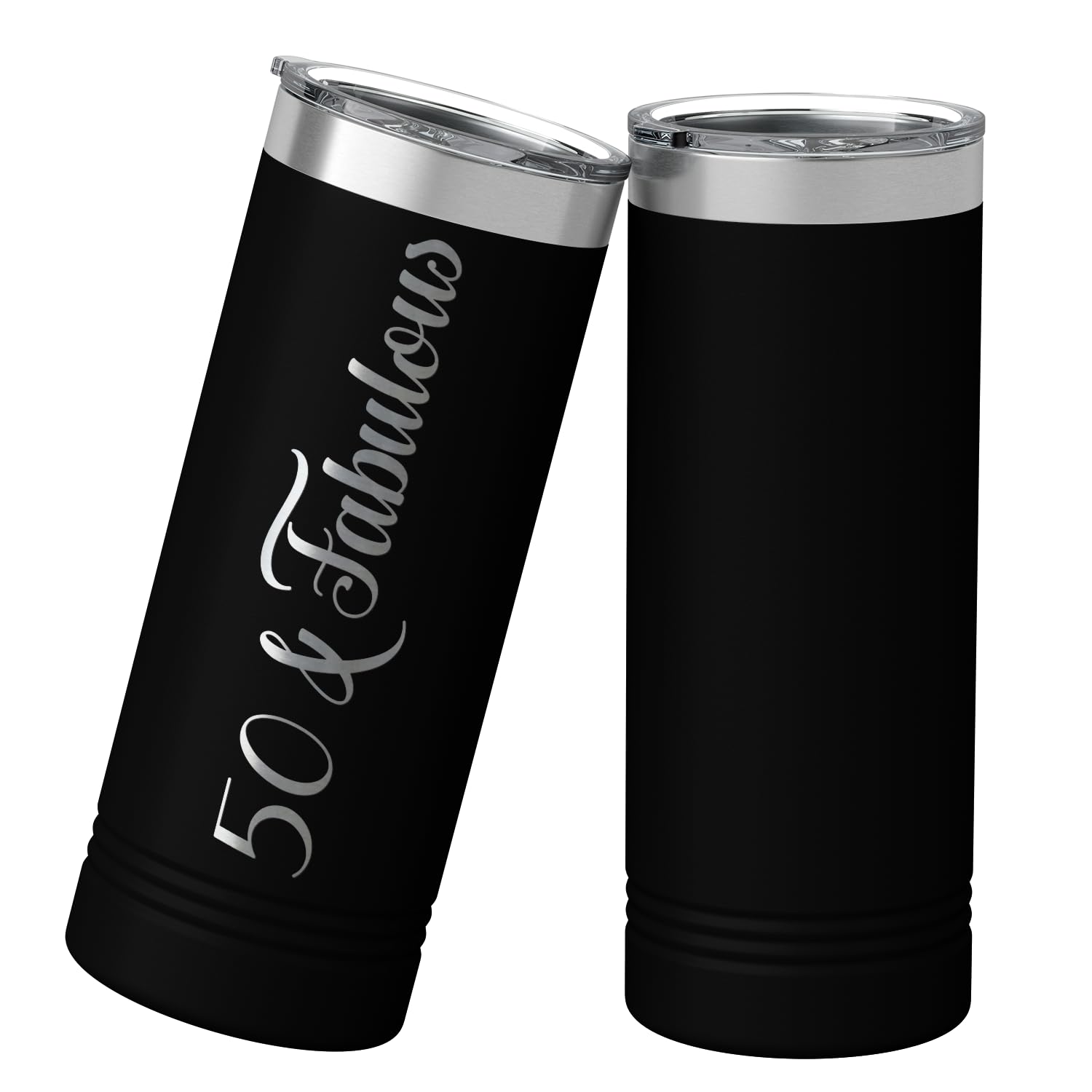 50 & Fabulous 22 Oz Skinny Tumbler 50Th Birthday Gifts For Women On Black Decorations Funny Present Vacuum Insulated Cup