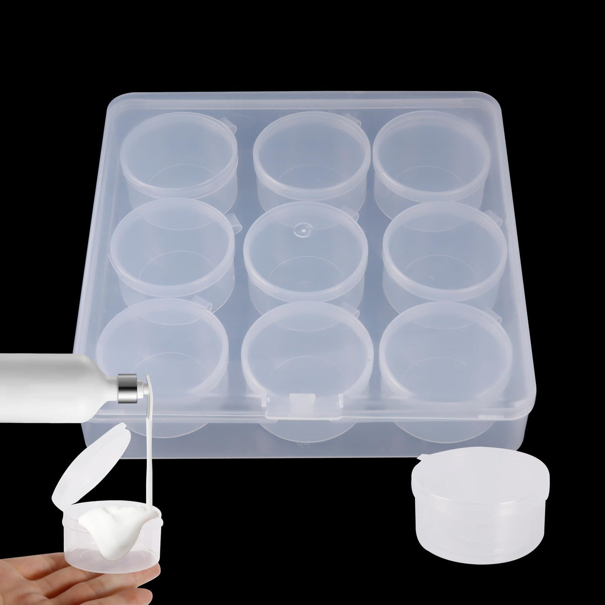 Zfyoung 9Pcs Plastic Cosmetic Jar 35G/35Ml Clear Case With Snap Lids Portable,Travel Storage Cosmetic Samples Beauty Products Mi