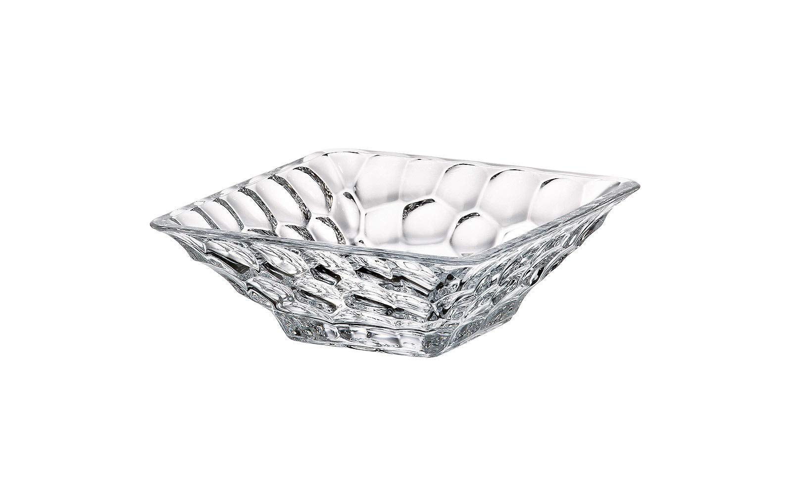 Barski Glass Bowl - Square - Pebbled Textured Exterior Design - 6.7'' - For Chocolate - Fruit - Candy - Cookies - Made In Europe